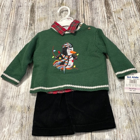 NWT! BT KIDS  3 Pc. Christmas Holiday . Boys Corduroy Pants/Sweater Set - Picture 1 of 5